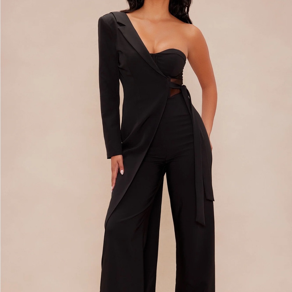 NWT Chic Black NOVALUXE Pant Suit with Mesh Bustier
